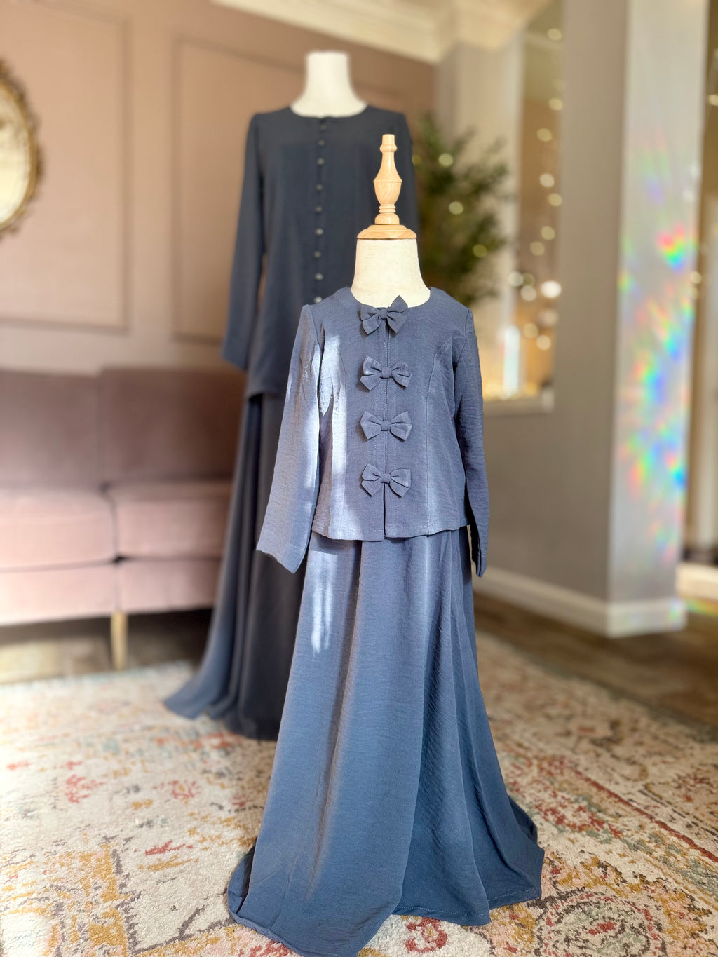 Skirt Coord Set-Slate Blue