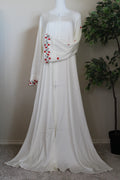 Rose On Vines Abaya-Creamy White  image 0