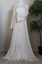 Rose On Vines Abaya-Creamy White  image 0