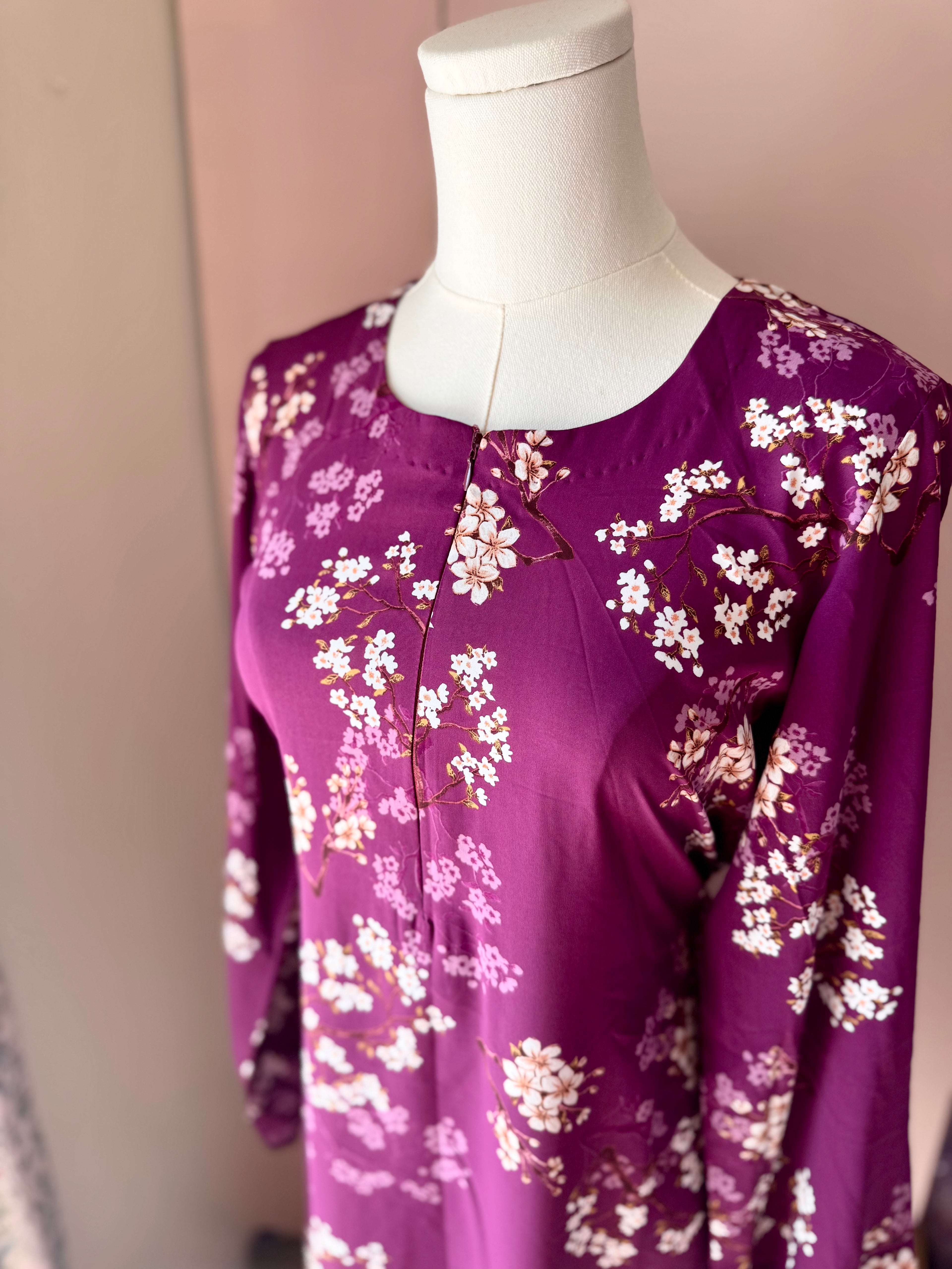 Plum Blossom-Floral Georgette