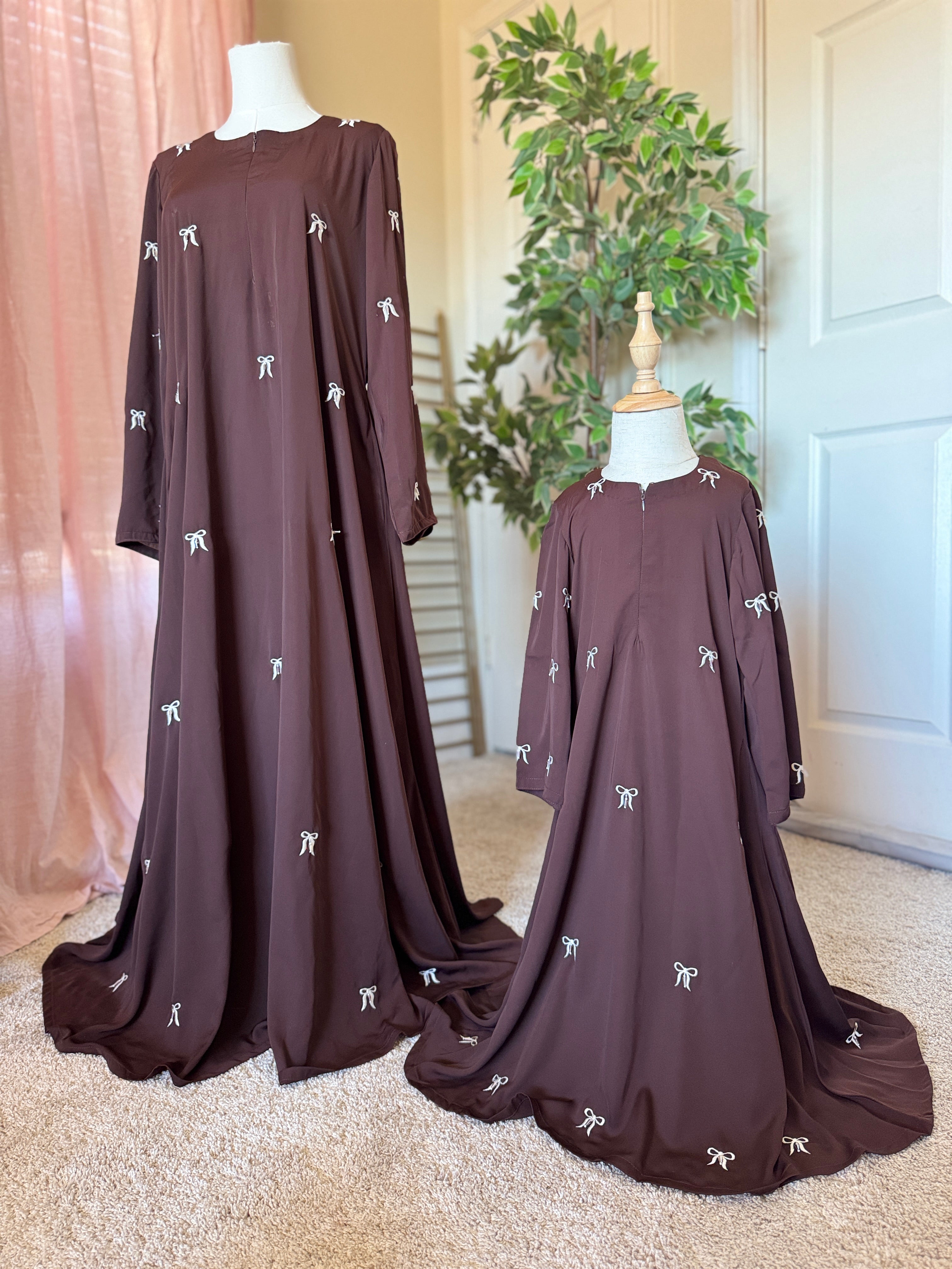 Bow Abaya-Coffee Brown  image 3