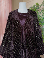 Velvet Two Piece Mommy and Me Abaya-Chocolate image 2