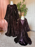 Velvet Two Piece Mommy and Me Abaya-Chocolate image 0