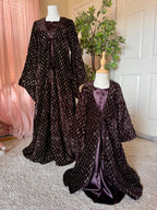 Velvet Two Piece Mommy and Me Abaya-Chocolate image 0