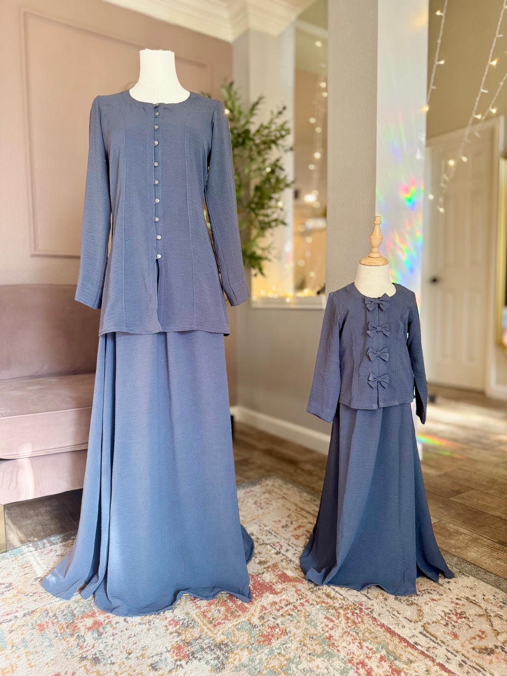 Skirt Coord Set-Slate Blue