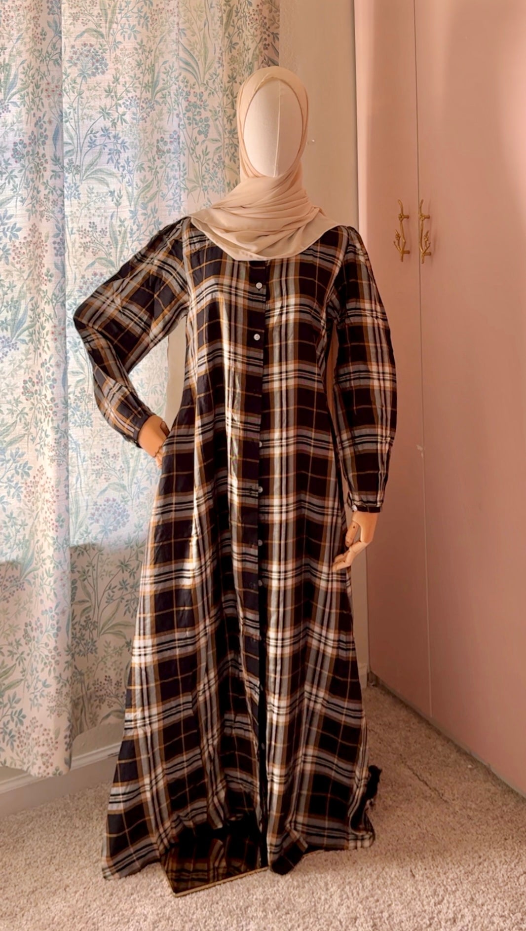 Black Plaid Maxi Dress
