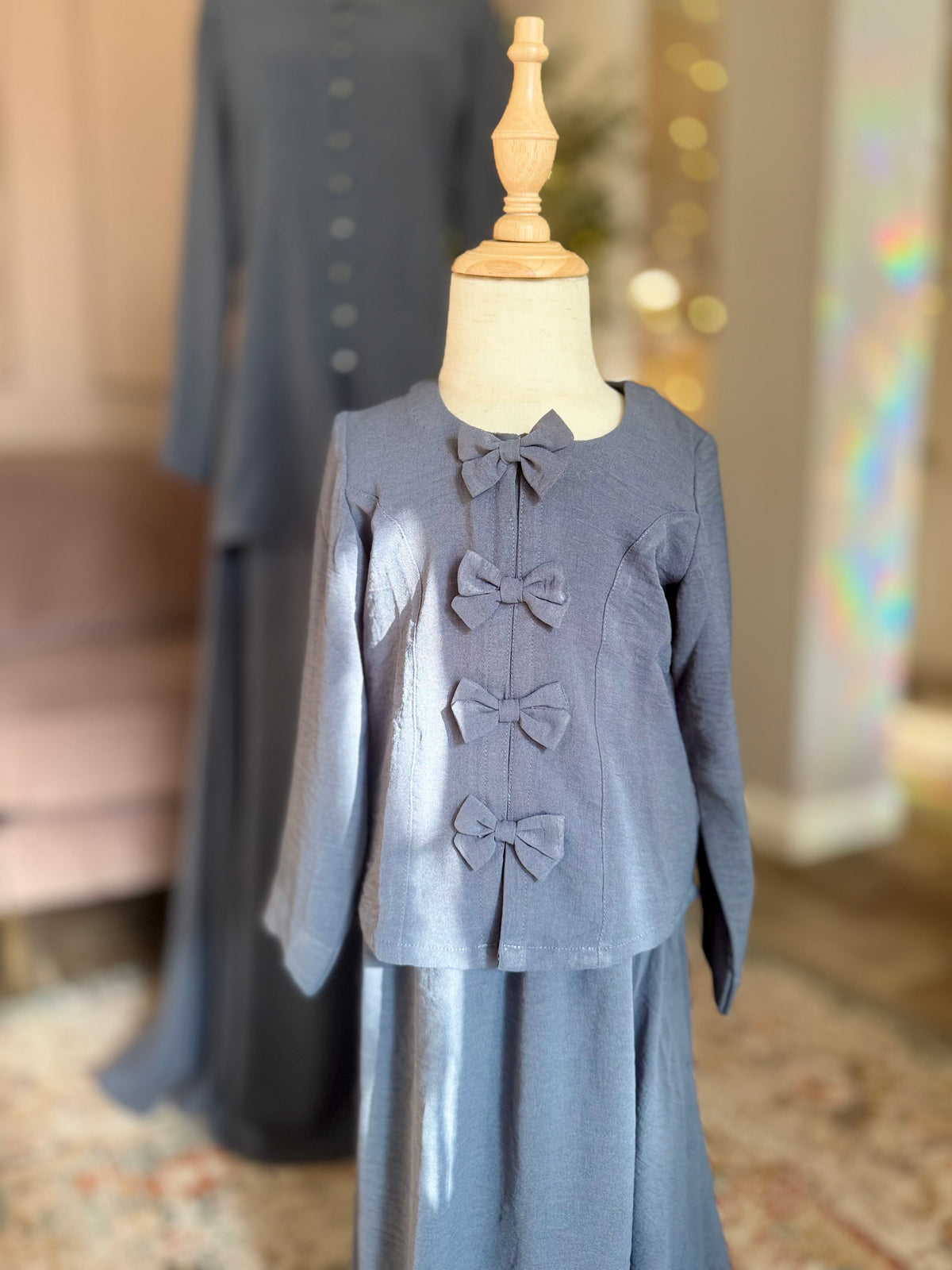 Skirt Coord Set-Slate Blue