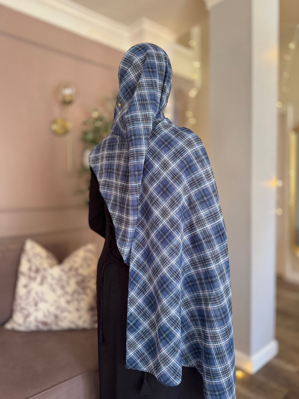 Blue Plaid Chiffon