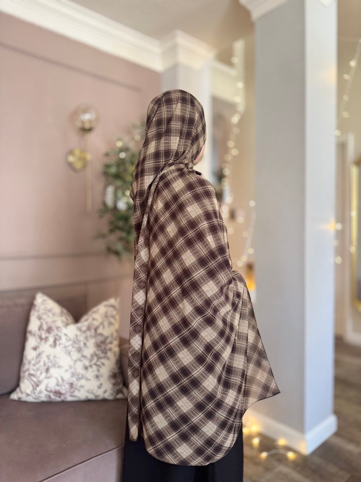 Brown Plaid Chiffon