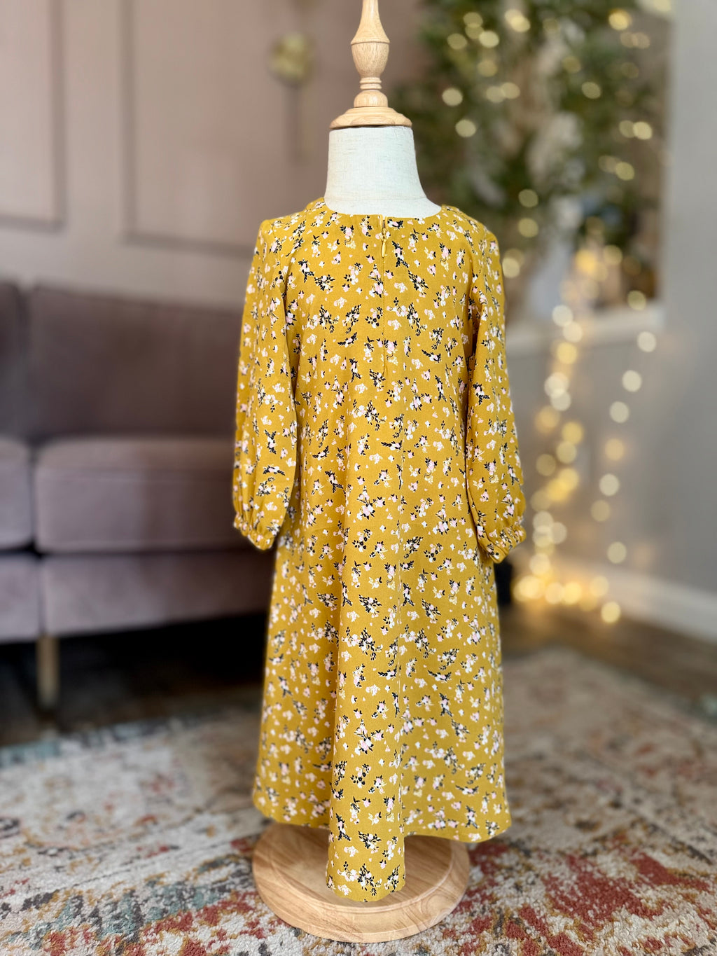 Kids Floral Mustard Abaya