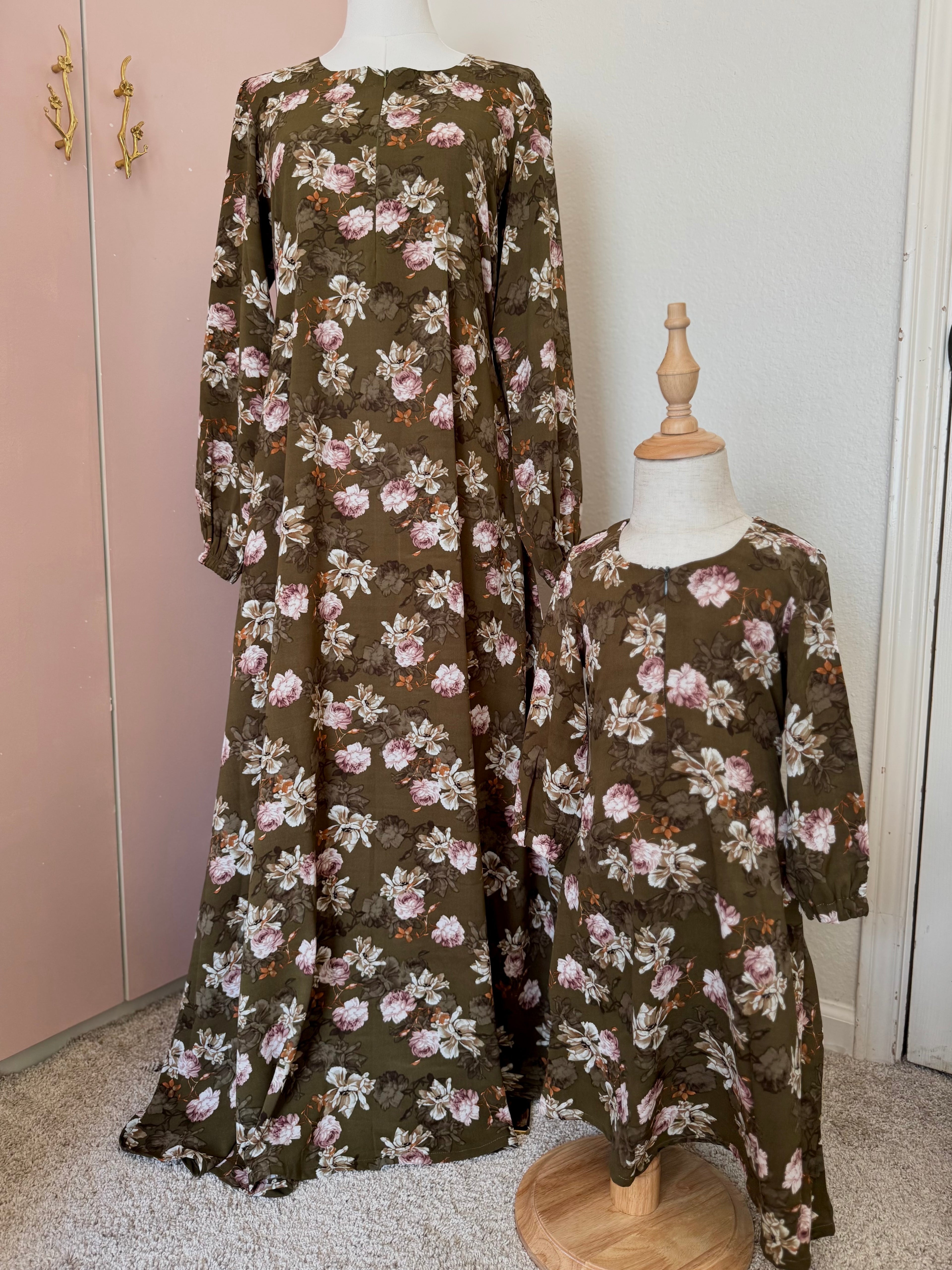 Olive Blooms—Georgette Floral Mommy and Me