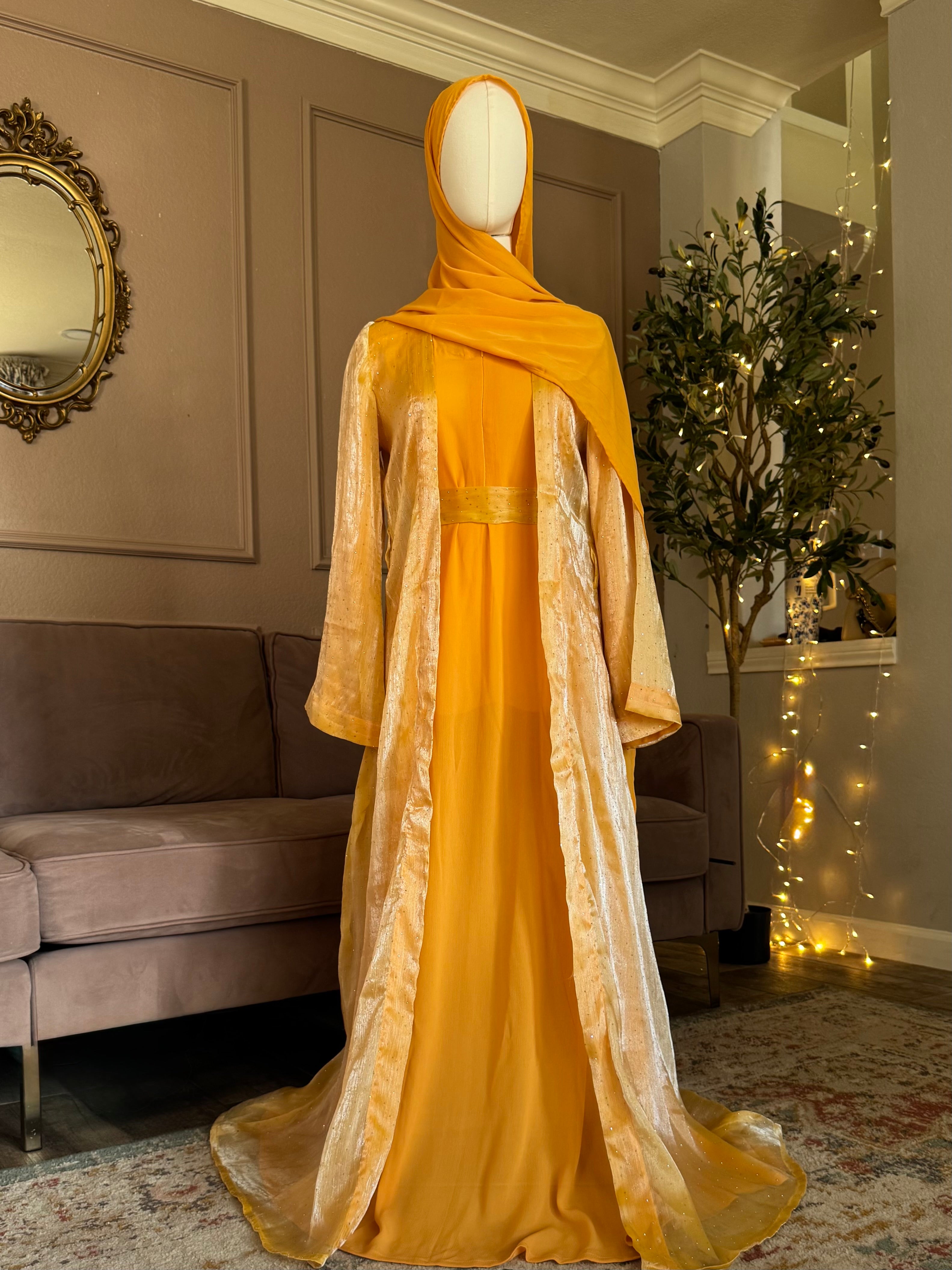 Sparkle Abaya-Golden Yellow Mommy and Me