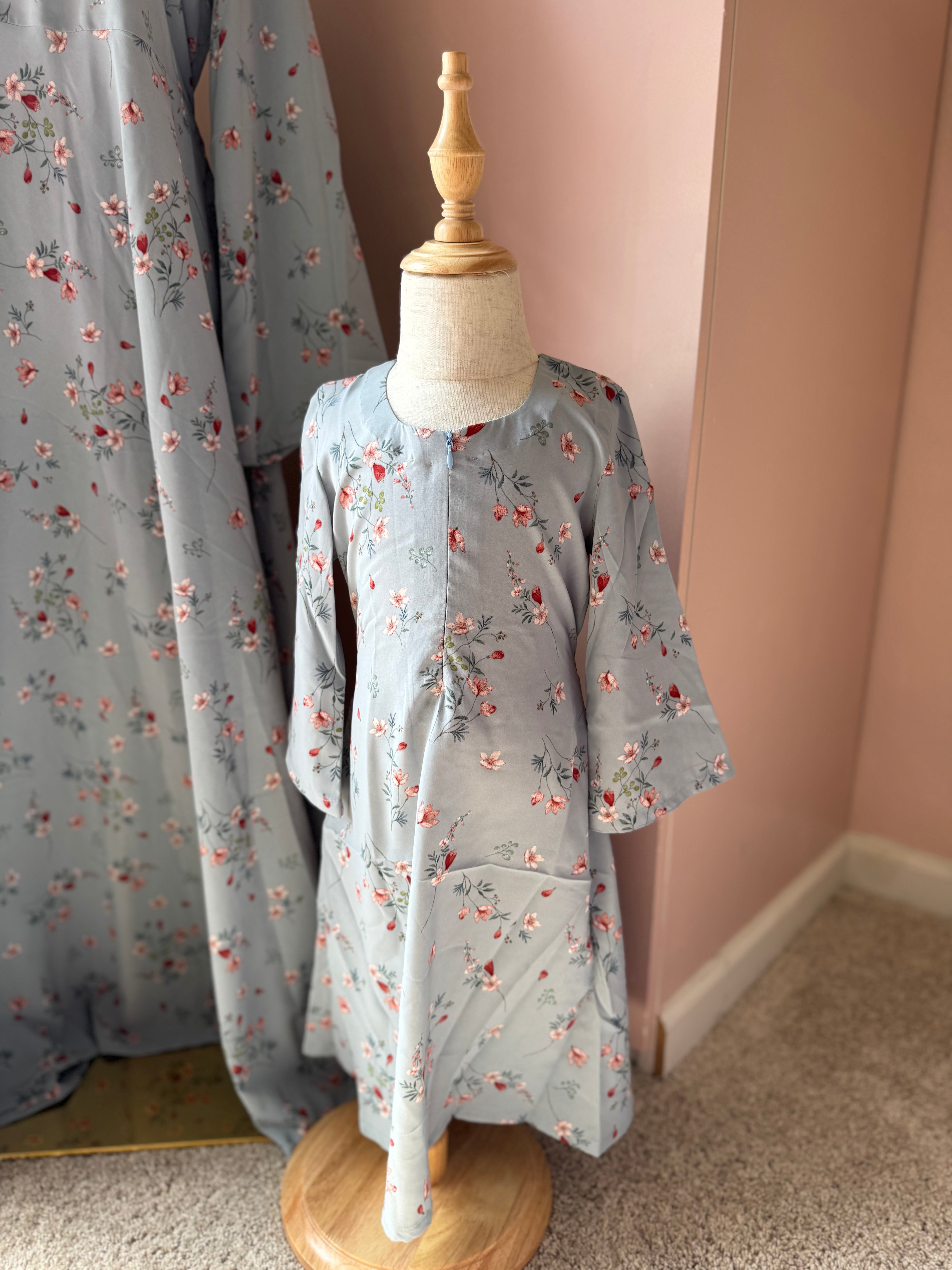 Kids Powder Blue- Floral Georgette