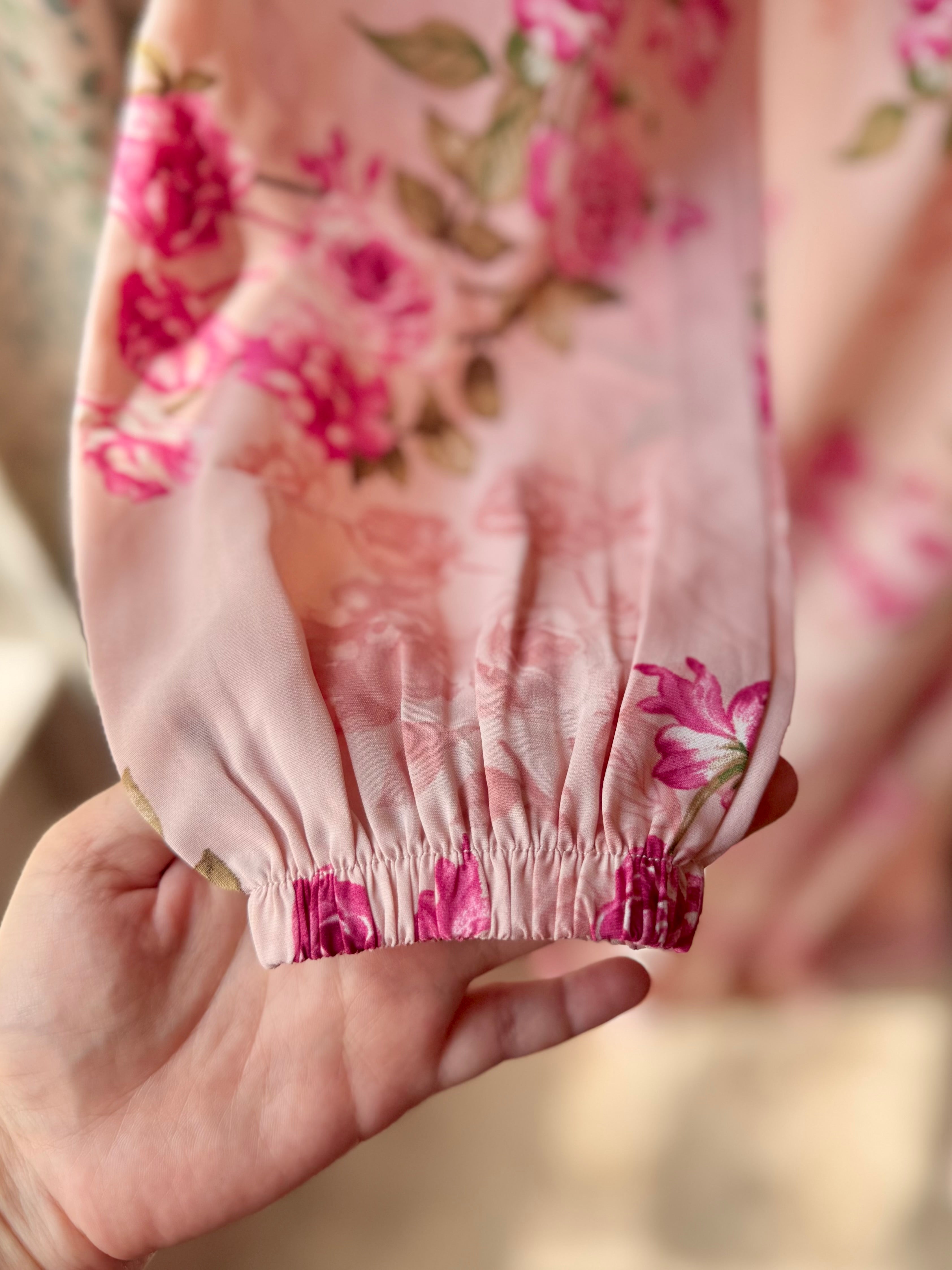 Blush Rose-Floral Georgette Mommy and Me