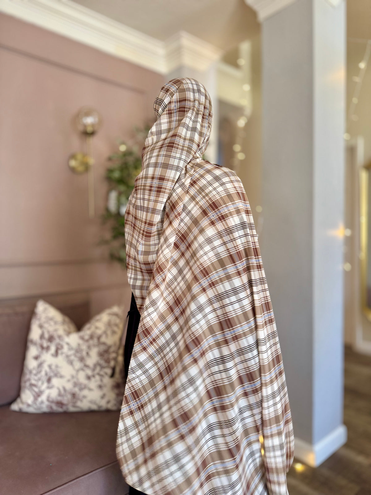 Light Brown Plaid Chiffon