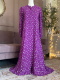 Cotton Floral Dress-Purple