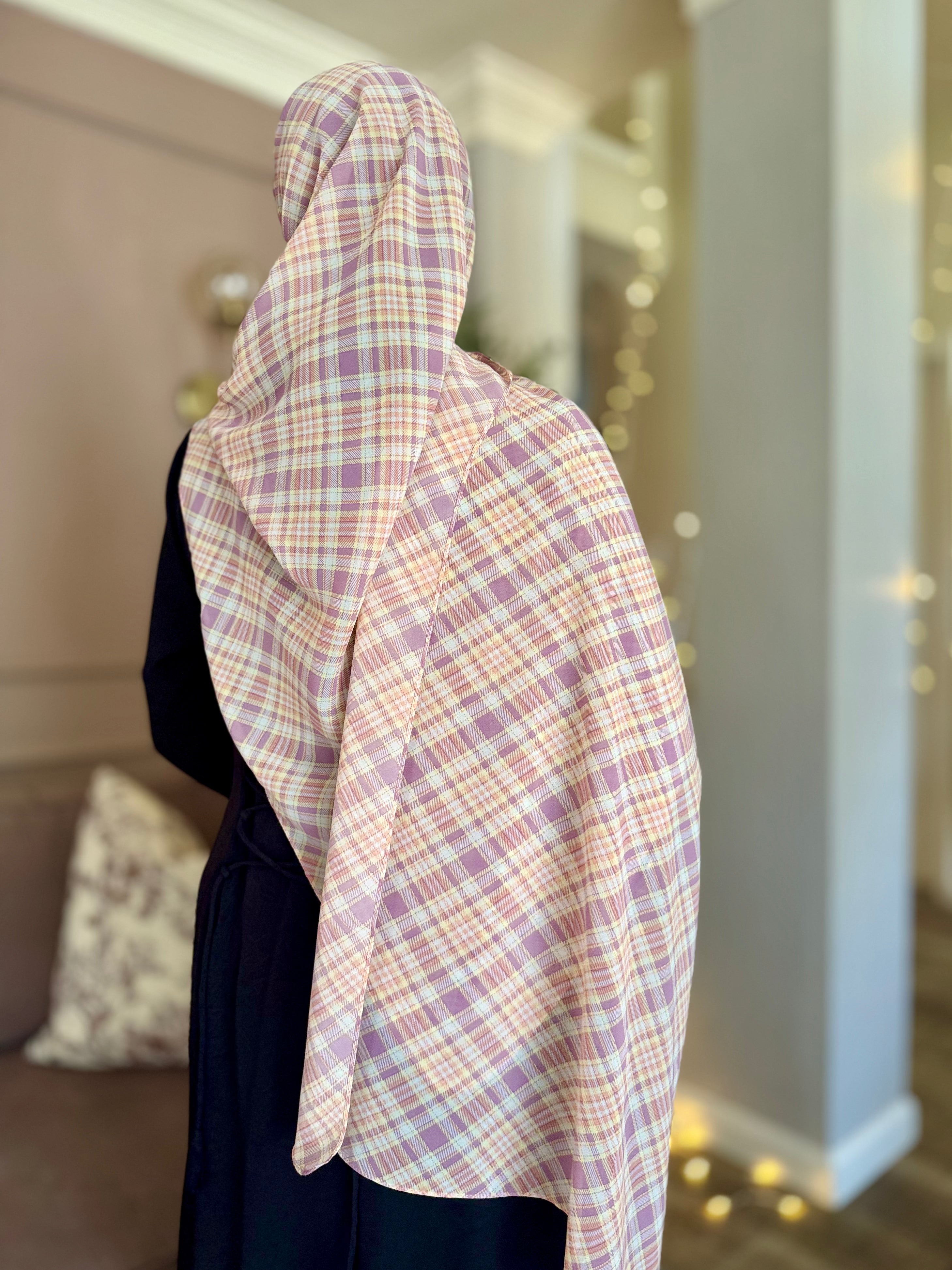 Pink Plaid Chiffon