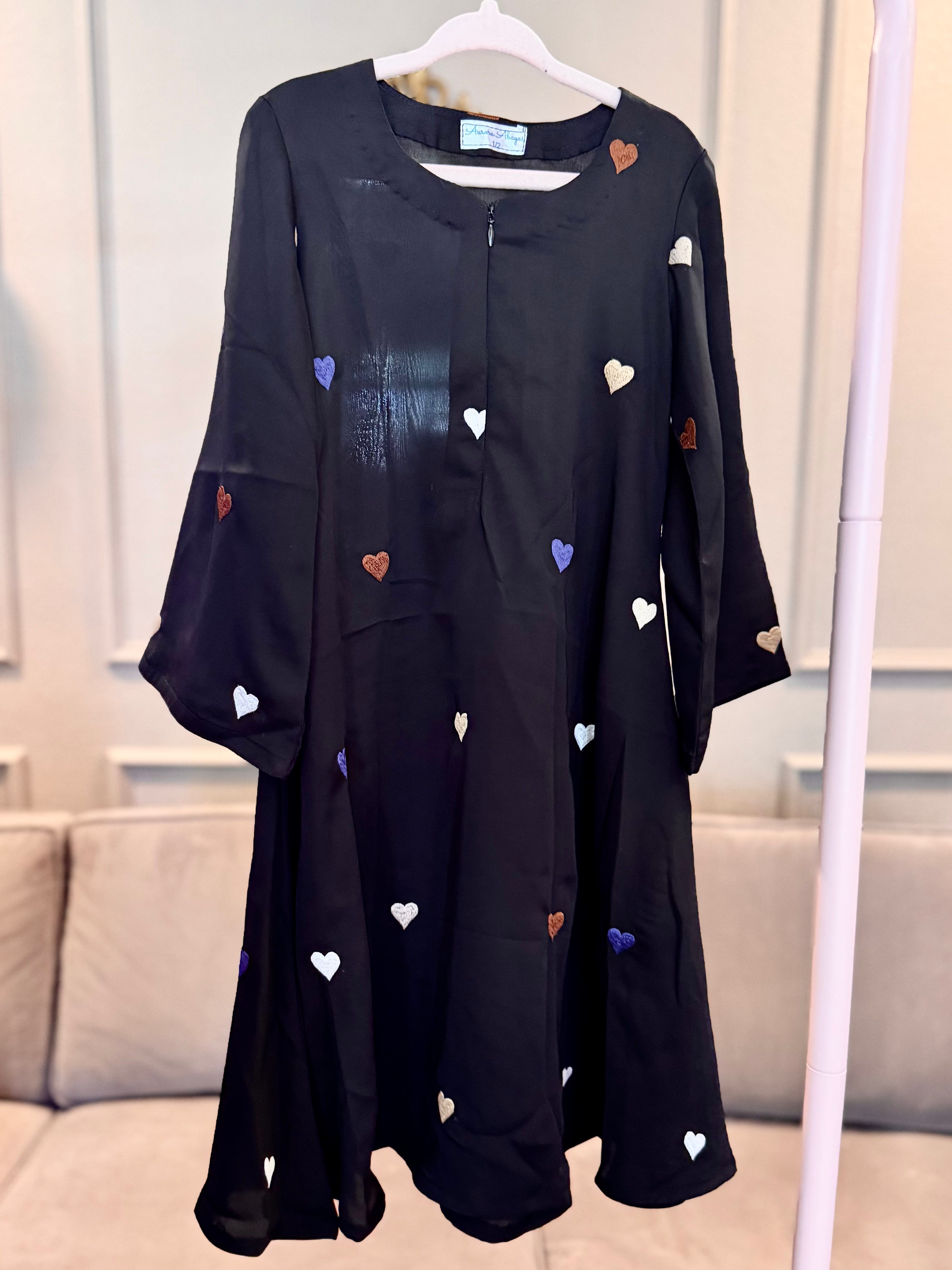 Kids Heart Embroidered Abaya image 1