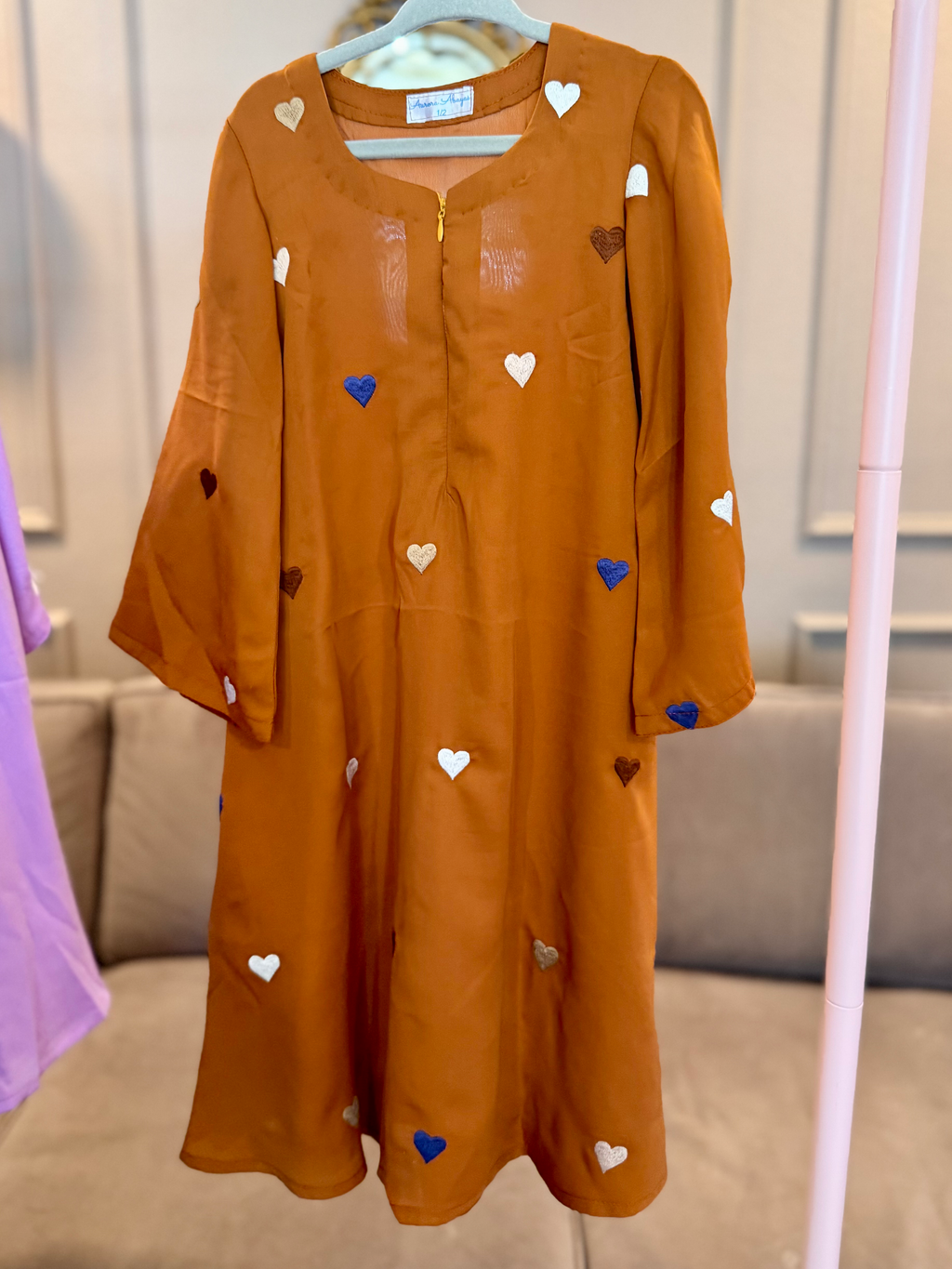 Kids Heart Embroidered Abaya image 0