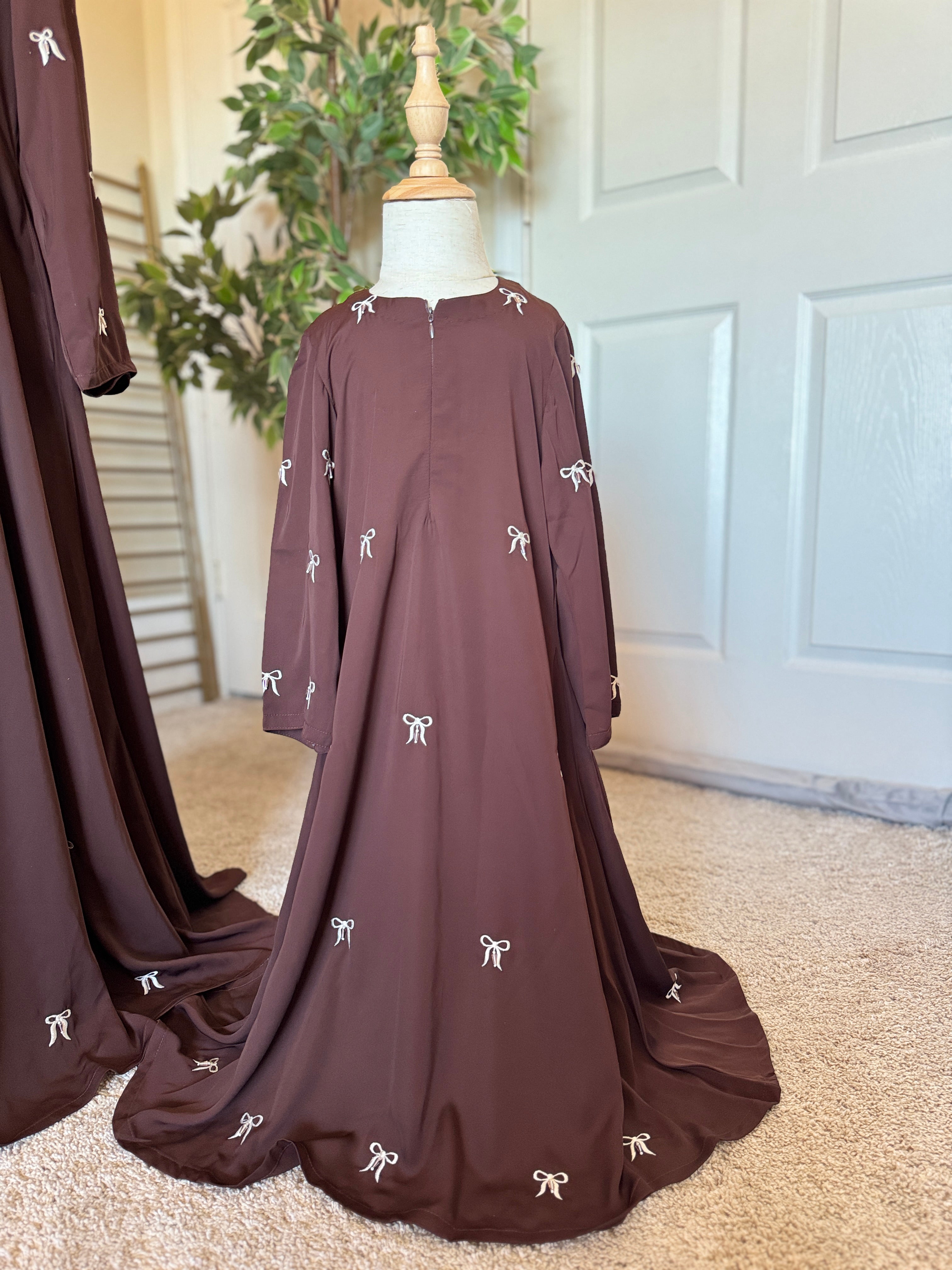 Bow Abaya-Coffee Brown  image 2